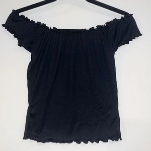 Black Off the Shoulder Ruffle Top
